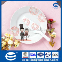Dulce felicidad pareja de la boda de diseño redondo porselen platos y platos